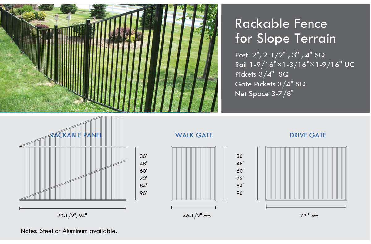 Rackable Fence for Slope Terrain